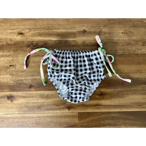 SweetHoney OG Fresh Blooms High Waist Swim Bottoms Black Gingham Beach Preppy 3T - Picture 2 of 6